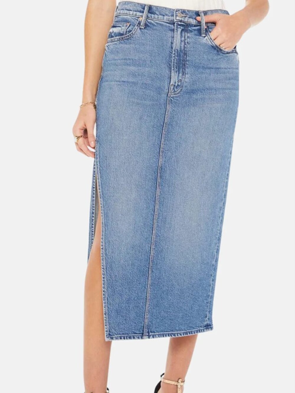MOTHER The Split Second Denim Skirt, Strike a Pose, Size 25